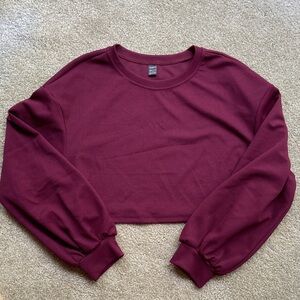 SHEIN Maroon Cropped Sweatshirt